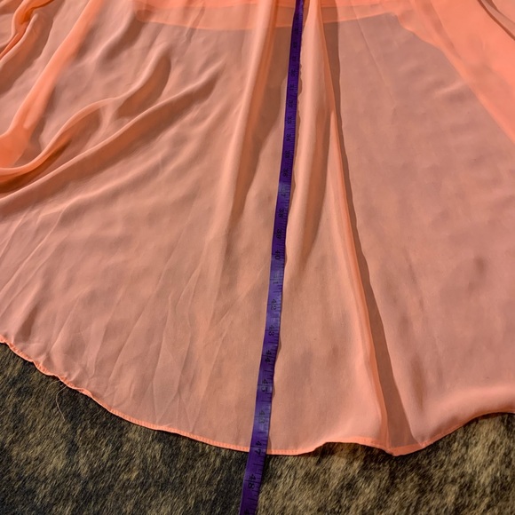 David’s bridal new with tag size 12 strapless chiffon high low dress coral color - Picture 7 of 10